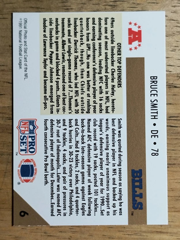 1991 Pro Set #6 Bruce Smith/NFL Defensive Player of the Year