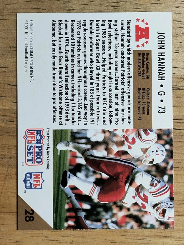 1991 Pro Set #28 John Hannah HOF