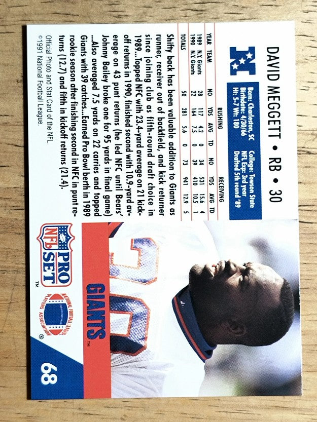 1991 Pro Set #68 Dave Meggett