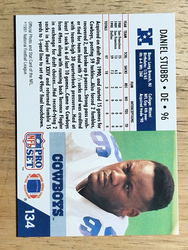 1991 Pro Set #134 Daniel Stubbs