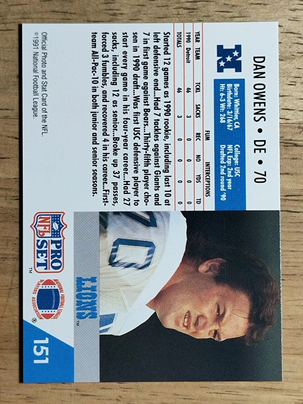 1991 Pro Set #151 Dan Owens