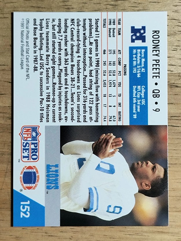 1991 Pro Set #152 Rodney Peete
