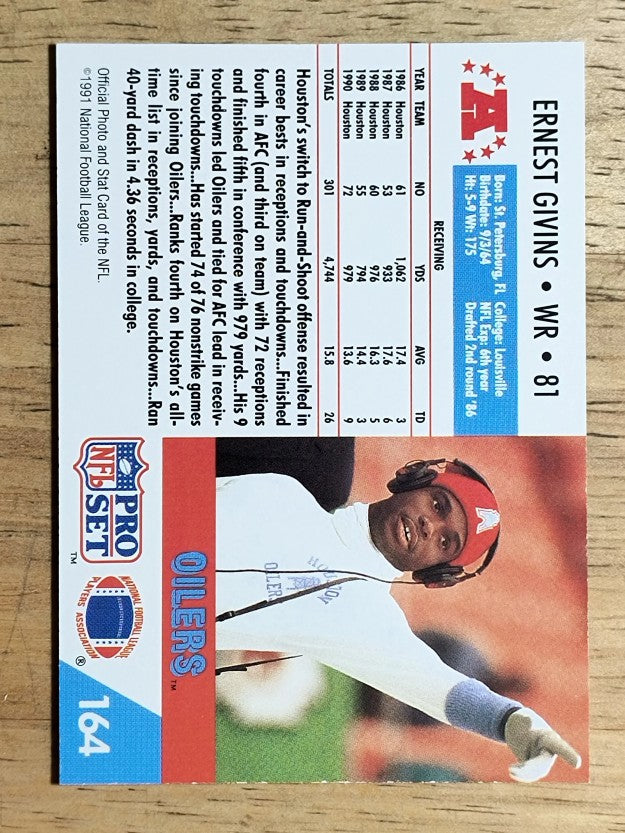 1991 Pro Set #164 Ernest Givins