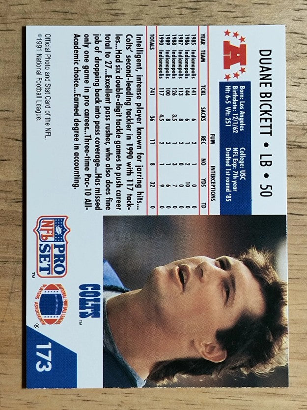 1991 Pro Set #173 Duane Bickett