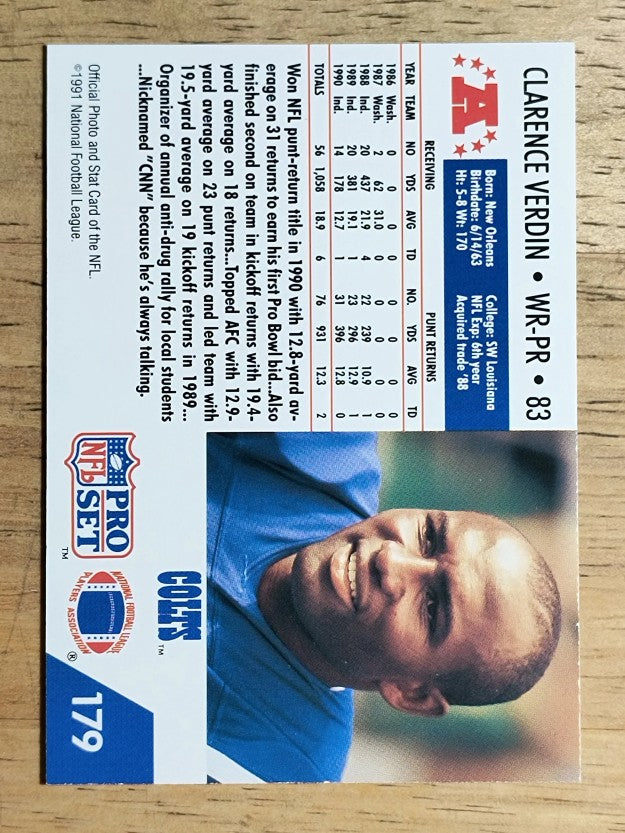 1991 Pro Set #179 Clarence Verdin