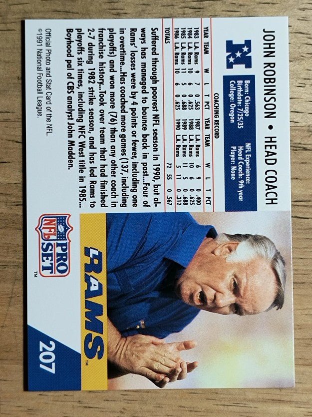 1991 Pro Set #207 John Robinson CO