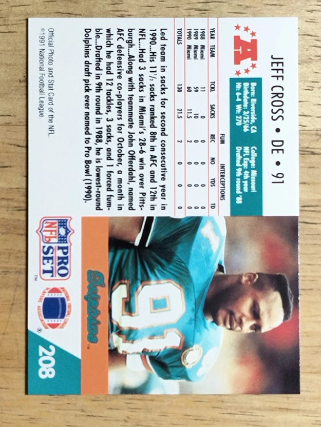 1991 Pro Set #208 Jeff Cross