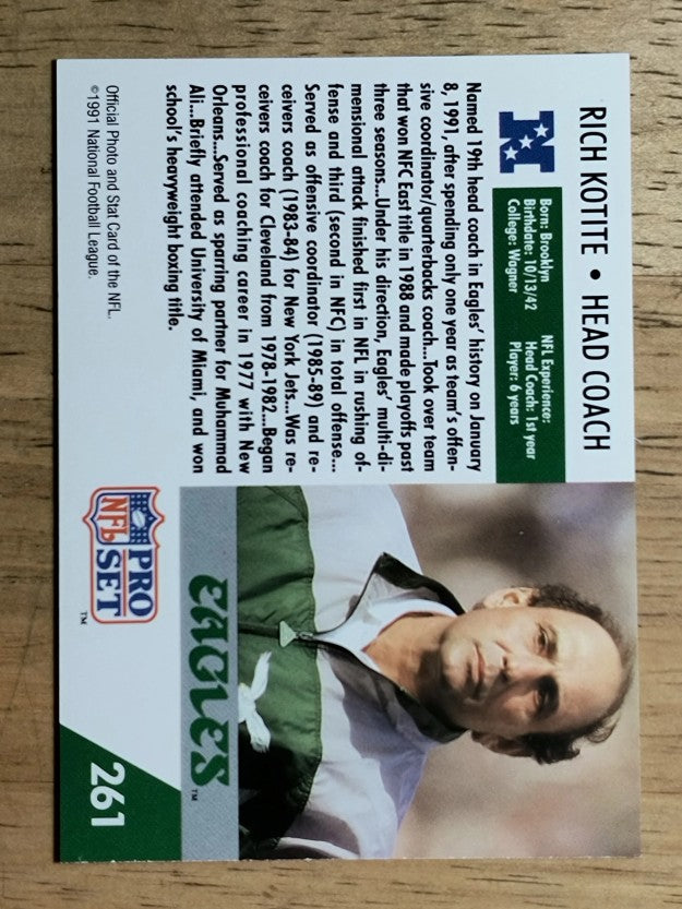1991 Pro Set #261 Rich Kotite CO