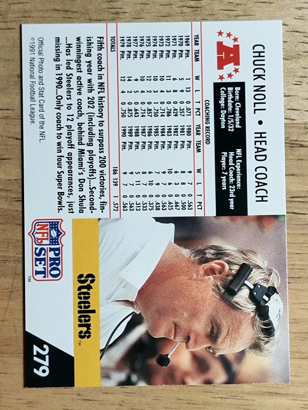 1991 Pro Set #279 Chuck Noll CO