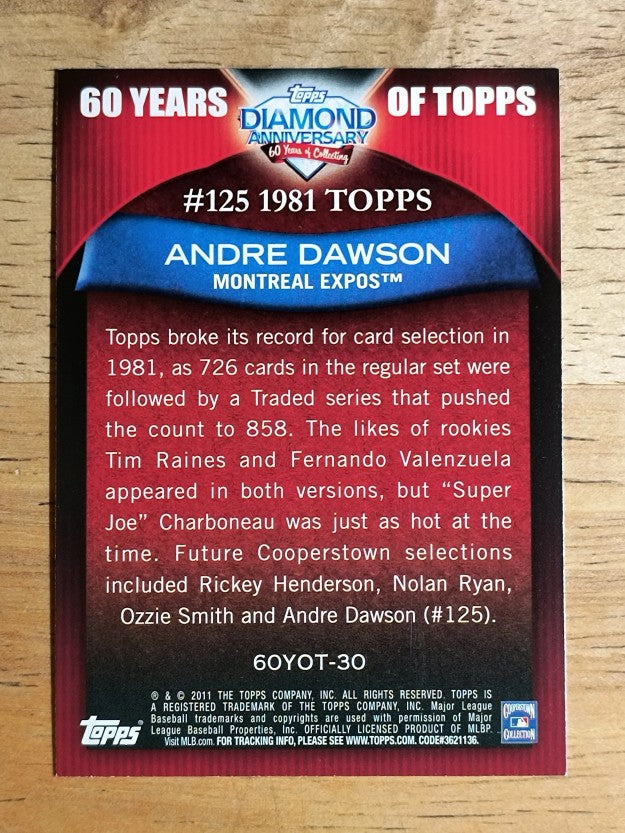 2011 Topps 60 Years of Topps #30 Andre Dawson