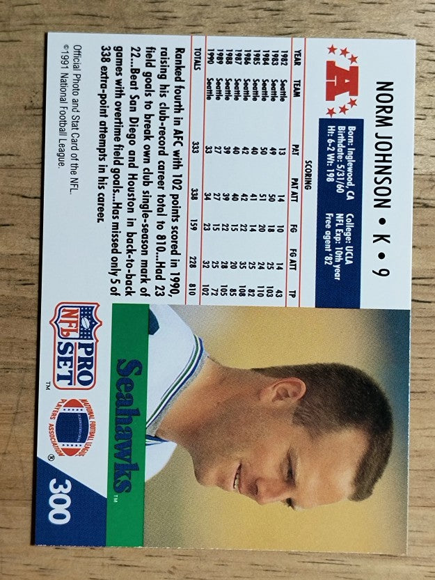 1991 Pro Set #300 Norm Johnson