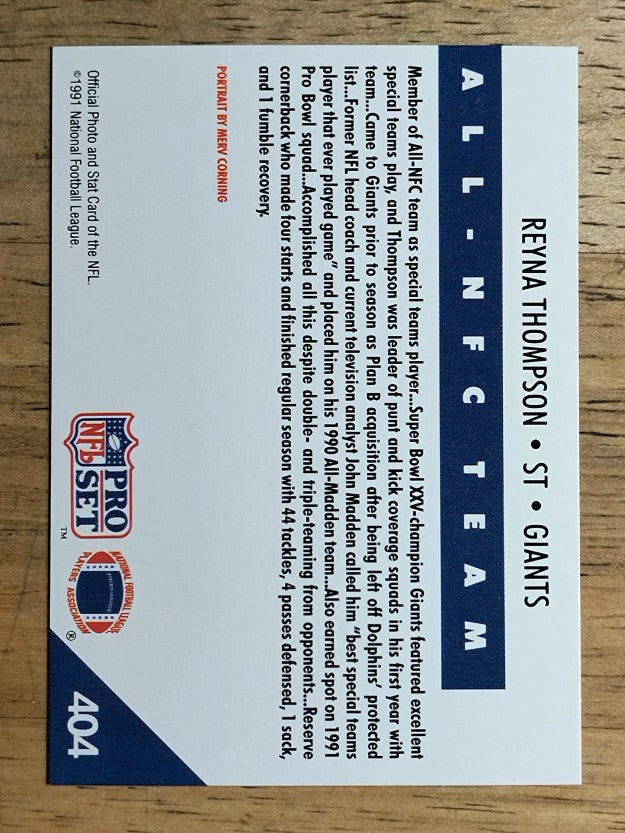 1991 Pro Set #404 Reyna Thompson NFC