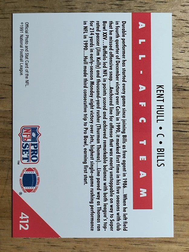 1991 Pro Set #412 Kent Hull AFC
