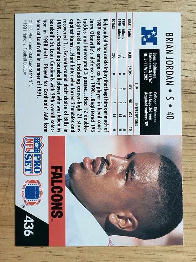1991 Pro Set #436 Brian Jordan