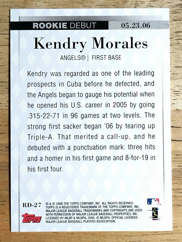 2006 Topps Update Rookie Debut #RD27 Kendry Morales