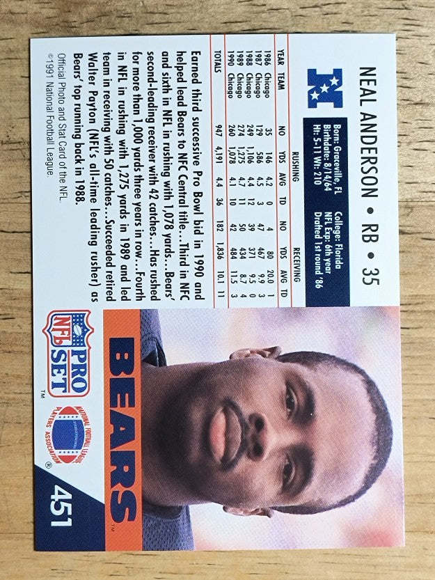 1991 Pro Set #451 Neal Anderson