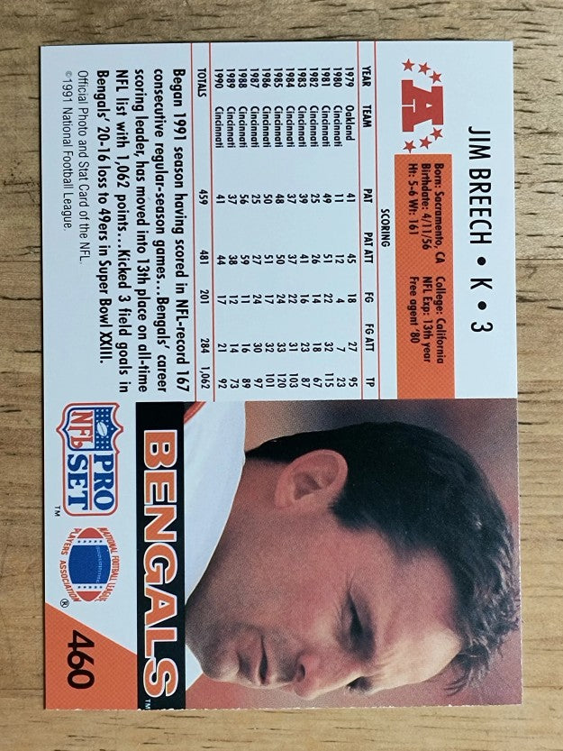 1991 Pro Set #460 Jim Breech