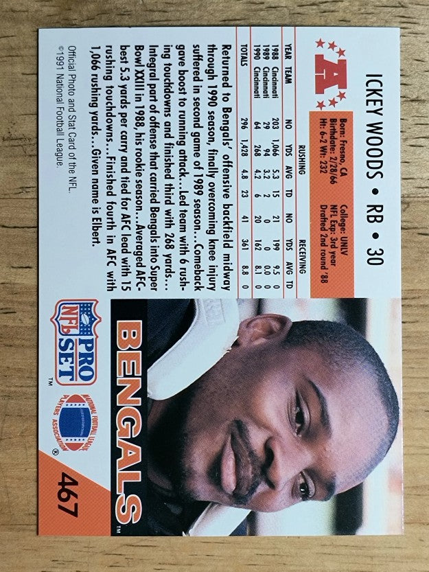 1991 Pro Set #467 Ickey Woods