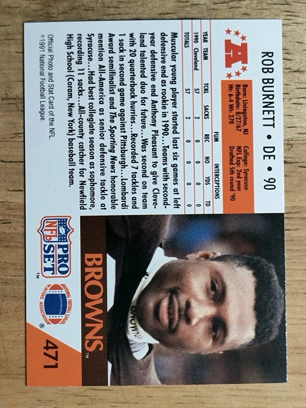 1991 Pro Set #471 Rob Burnett RC