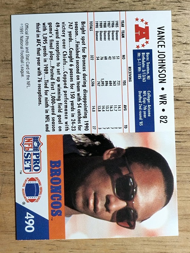 1991 Pro Set #490 Vance Johnson