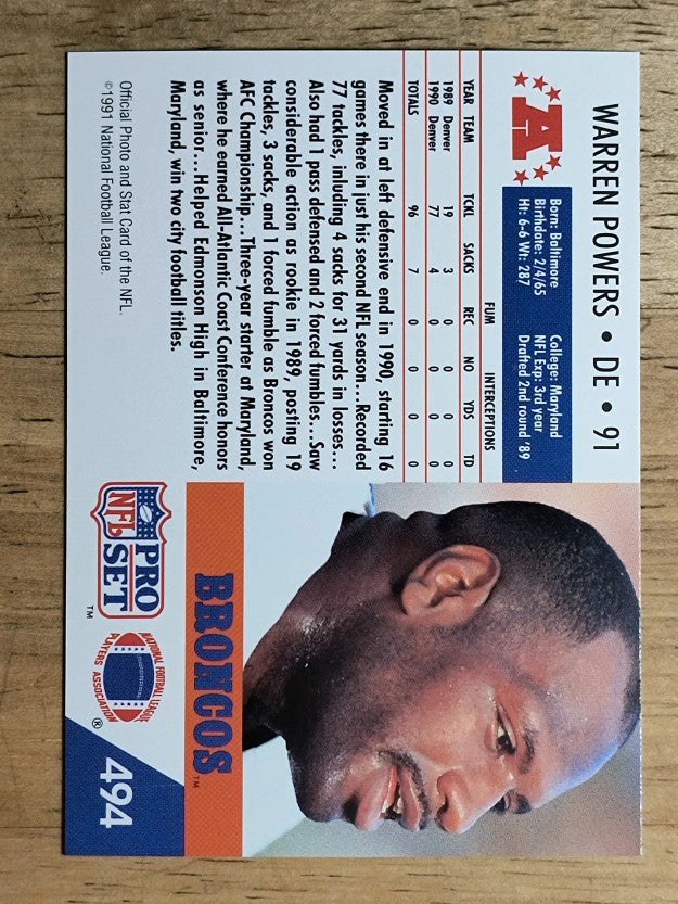 1991 Pro Set #494 Warren Powers