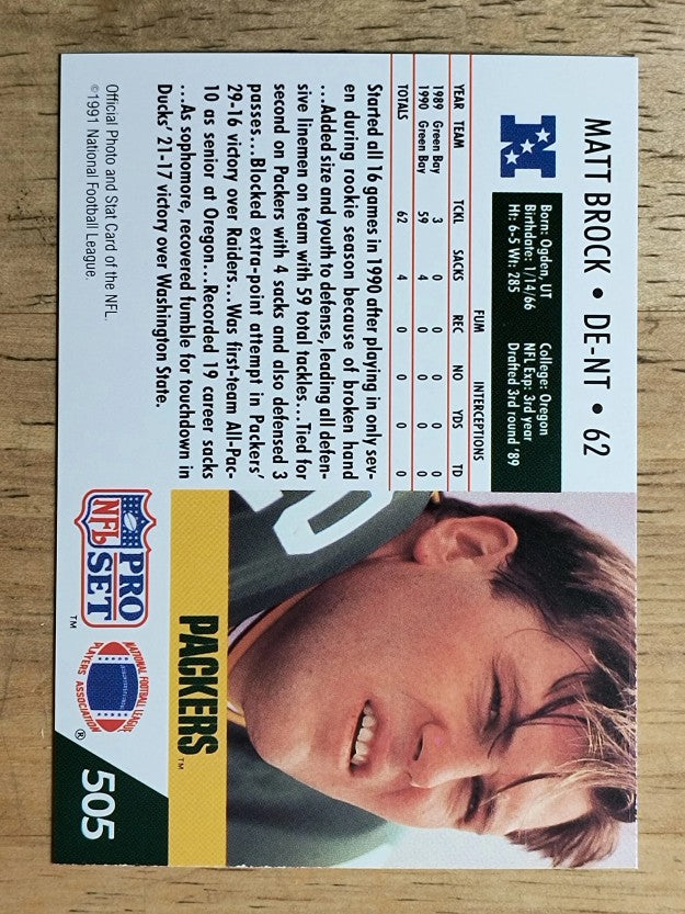 1991 Pro Set #505 Matt Brock RC