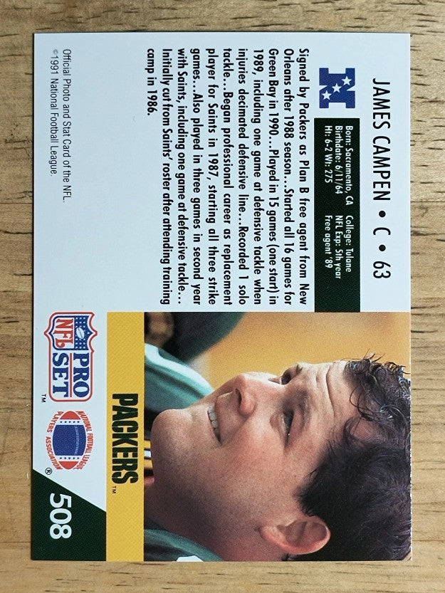 1991 Pro Set #508 James Campen RC