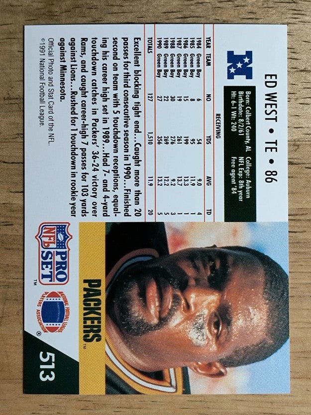 1991 Pro Set #513 Ed West