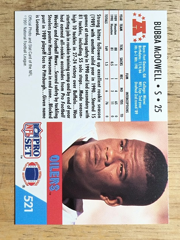 1991 Pro Set #521 Bubba McDowell