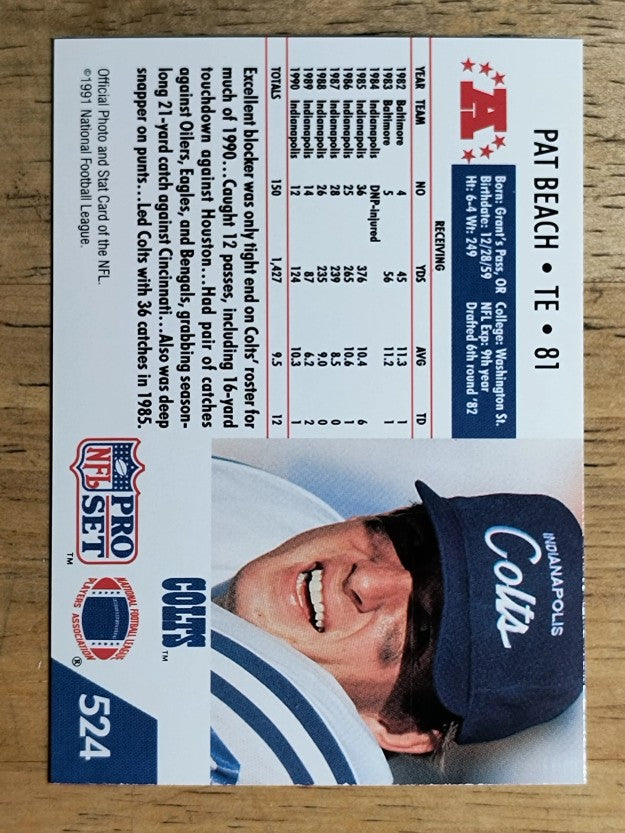 1991 Pro Set #524 Pat Beach