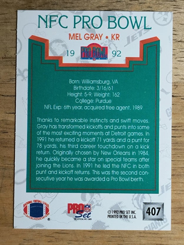 1992 Pro Set #407 Mel Gray PB