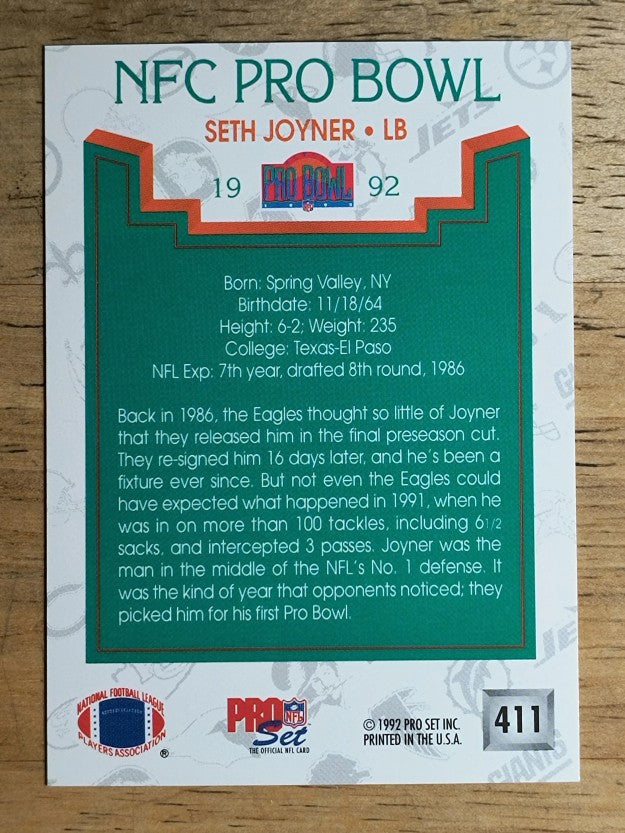 1992 Pro Set #411 Seth Joyner PB