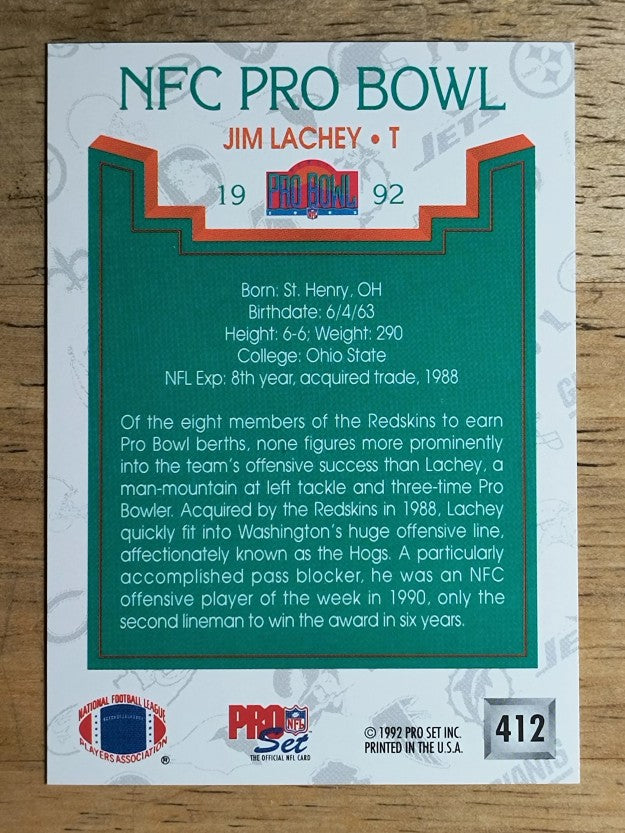 1992 Pro Set #412 Jim Lachey PB