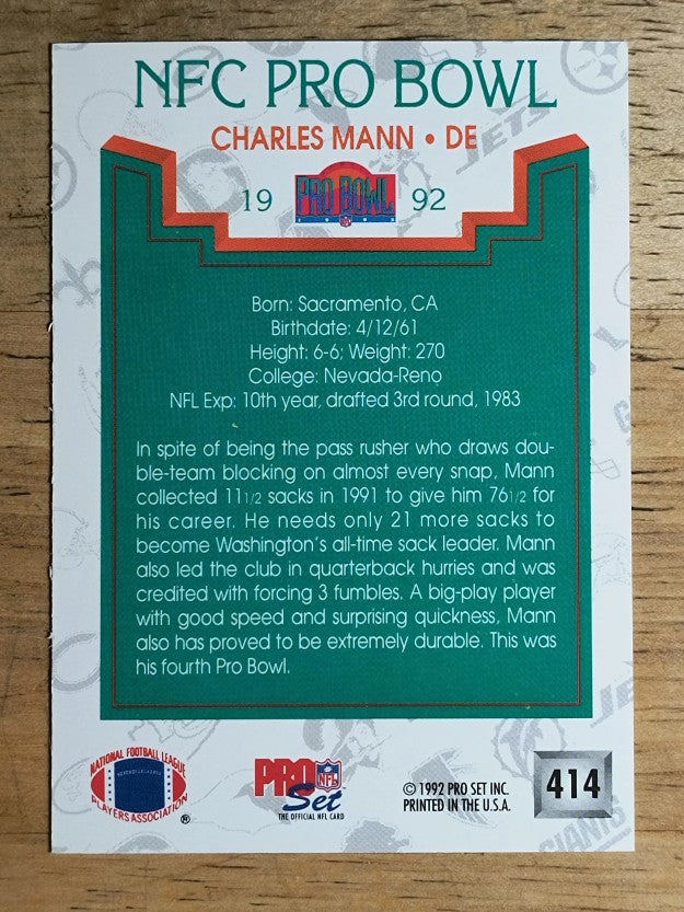 1992 Pro Set #414 Charles Mann PB