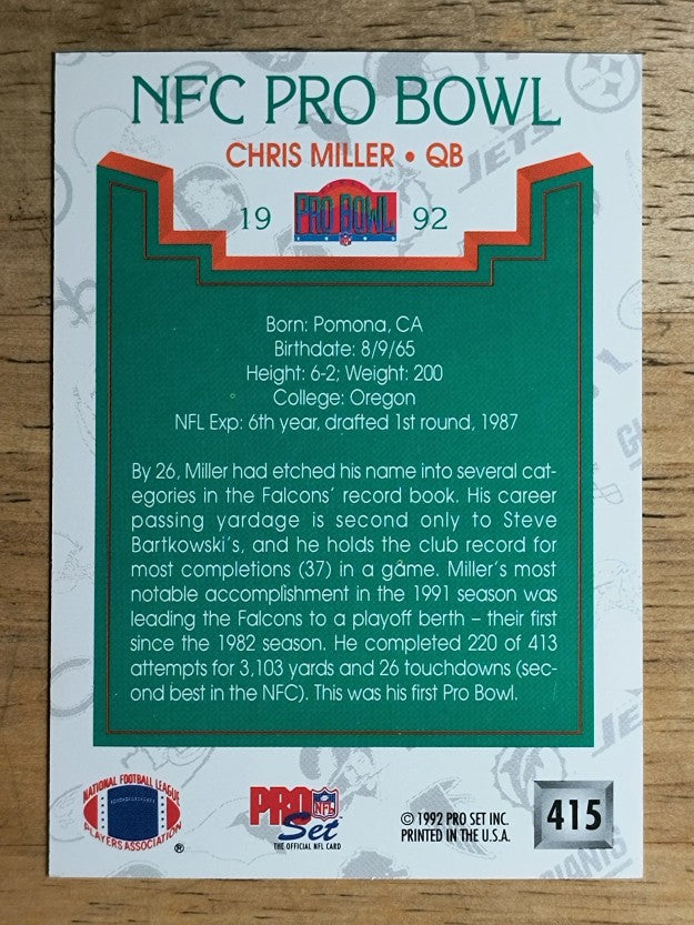 1992 Pro Set #415 Chris Miller PB