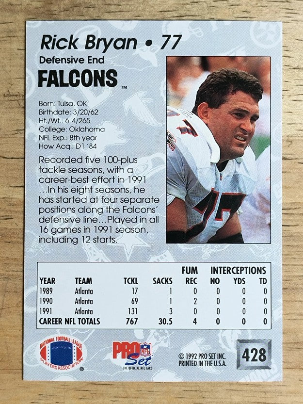 1992 Pro Set #428 Rick Bryan