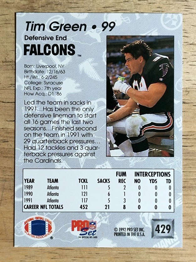1992 Pro Set #429 Tim Green