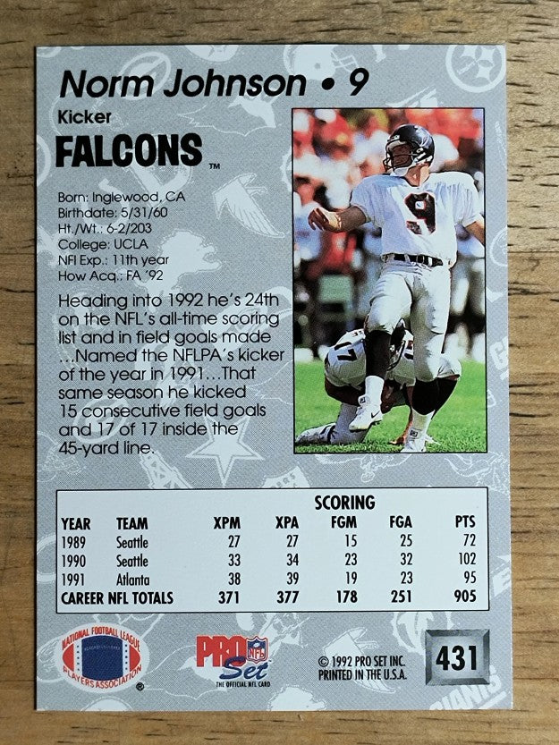 1992 Pro Set #431 Norm Johnson
