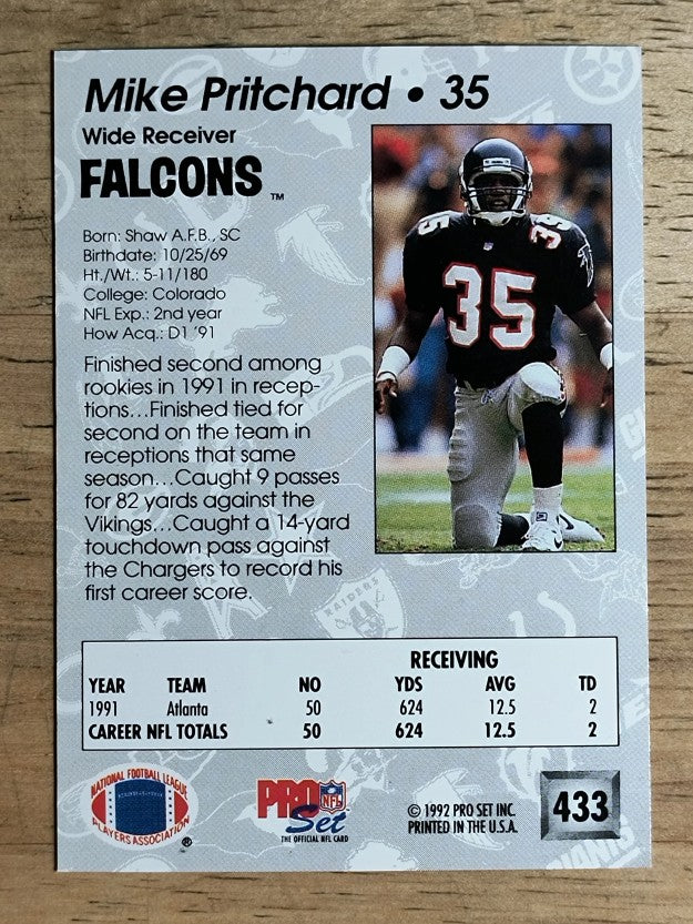 1992 Pro Set #433 Mike Pritchard
