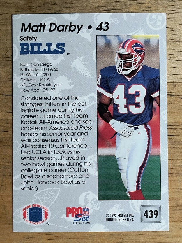 1992 Pro Set #439 Matt Darby RC