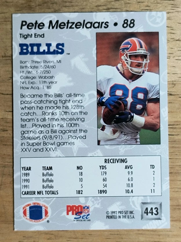 1992 Pro Set #443 Pete Metzelaars
