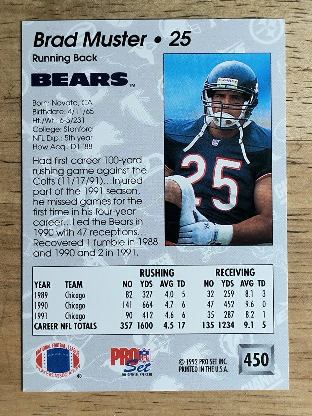 1992 Pro Set #450 Brad Muster