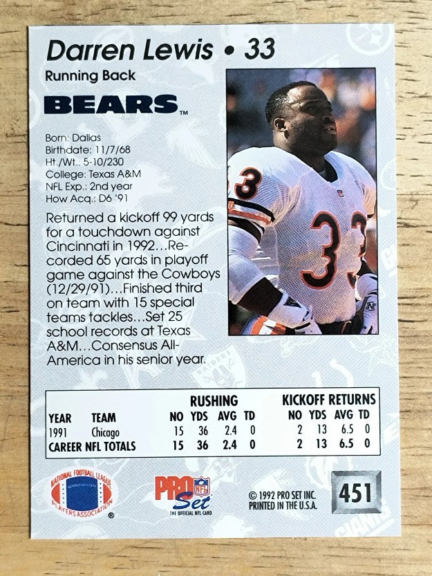 1992 Pro Set #451 Darren Lewis