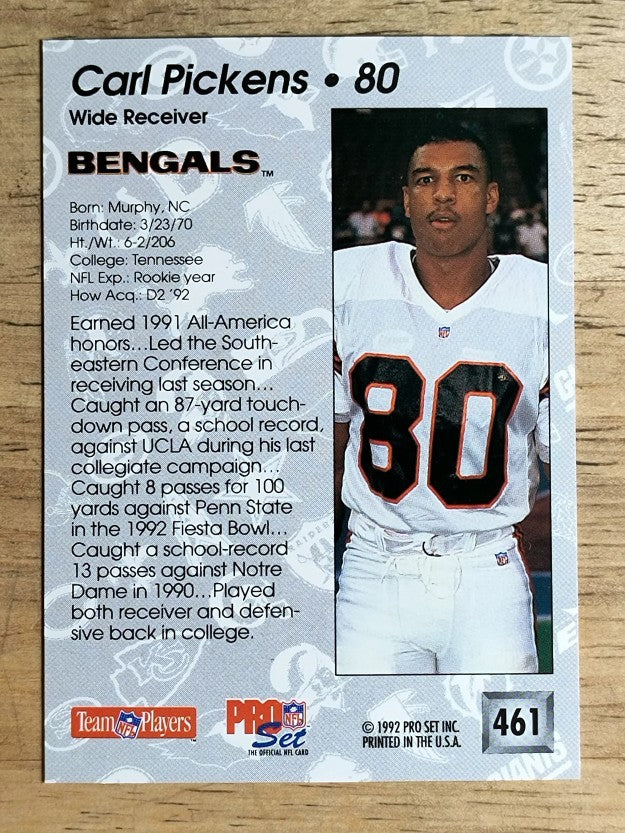 1992 Pro Set #461 Carl Pickens RC