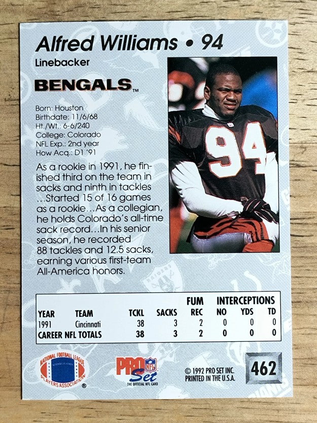 1992 Pro Set #462 Alfred Williams