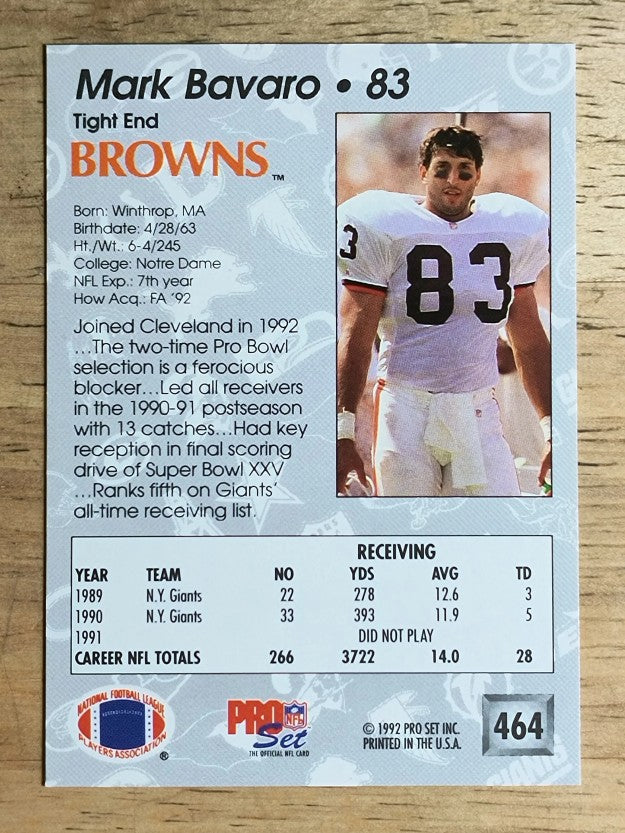 1992 Pro Set #464 Mark Bavaro