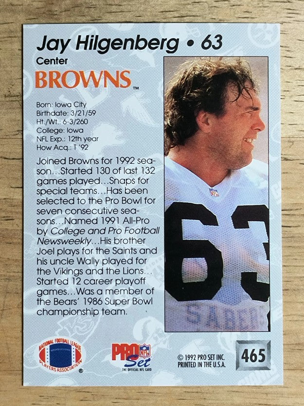 1992 Pro Set #465 Jay Hilgenberg