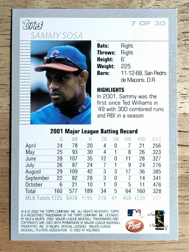 2002 Post #7 Sammy Sosa