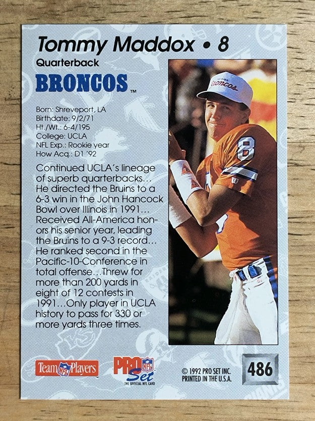 1992 Pro Set #486 Tommy Maddox RC (NM)