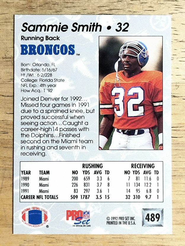 1992 Pro Set #489 Sammie Smith
